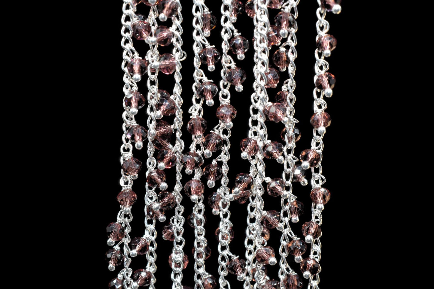Rhodolite Garnet Rosary Chain,Garnet Cluster Rosary,Wire Wrapped Rosary Chain,Gemsatone Bulk Rosary Roll,Jewelry Making Chain,Garnet Beads