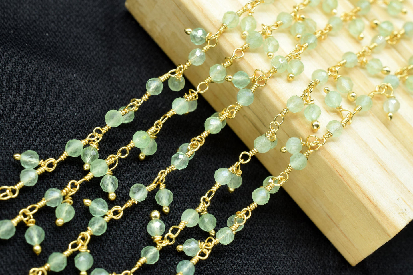 Natural Prehnite Dangling Bead Chain,Gemstone Rosary Chain,Wire Wrapped Necklace Chain,Prehnite Cluster Rosary Chain,Handmade beaded Jewelry