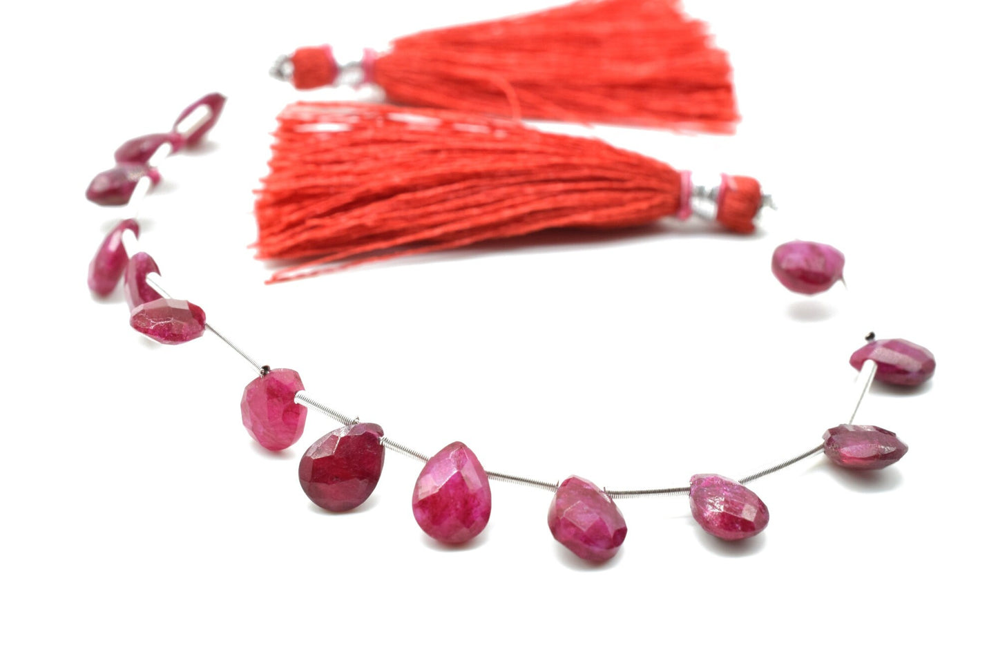 Ruby 6x8mm TearDrop Briolettes,Red Corundum Briolettes,Jewelry making beads,Supplies beads,Ruby Pear shape Briolettes,Dyed ruby Briolettes