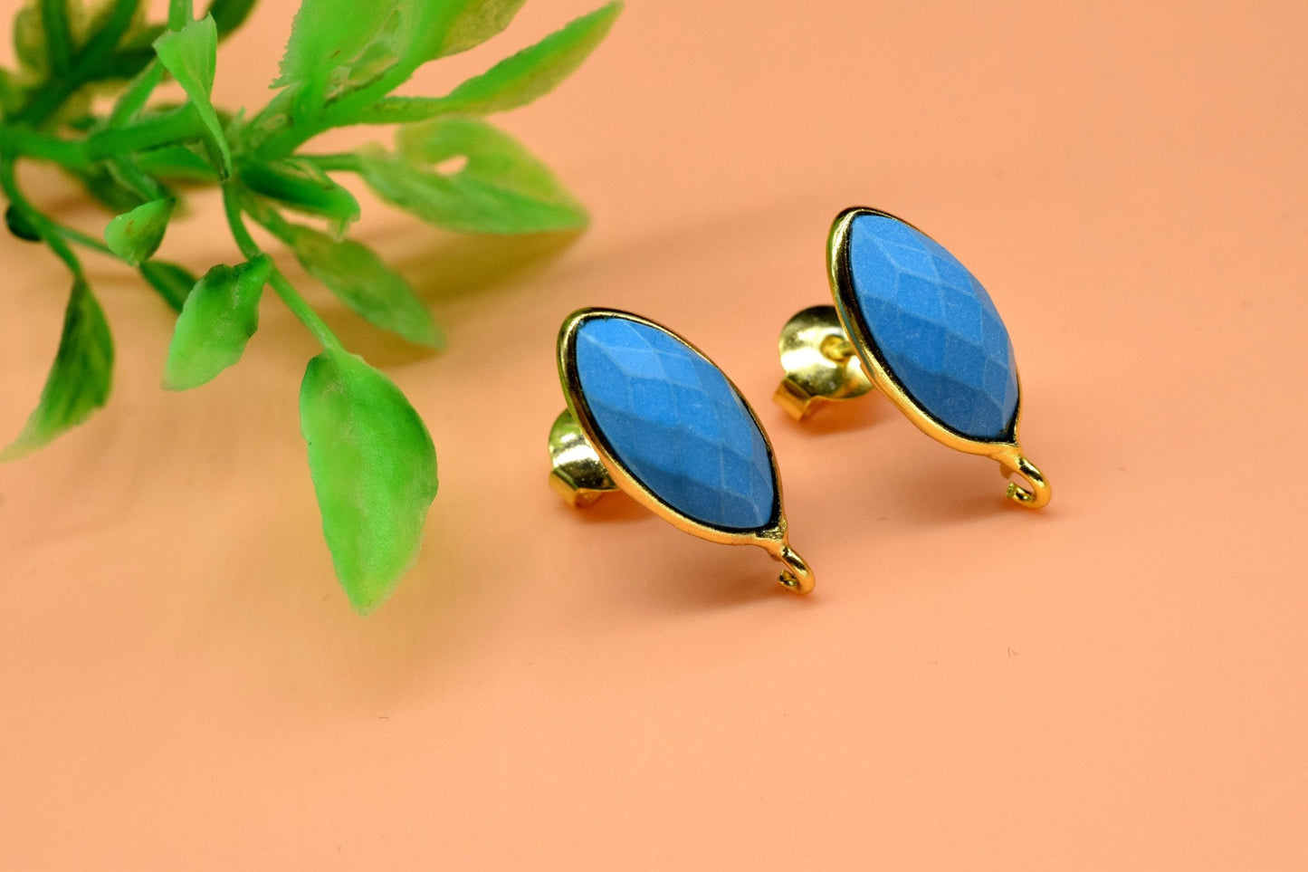 Turquoise Marquise Earring Connector,Gemstone Stud Connector,Craft Supplies,Jewelry Findings,Jewelry Making Connector,Turquoise Jewelry,Gift