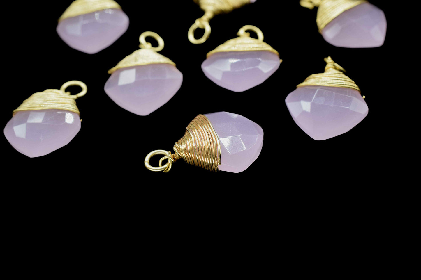 Pink Chalcedony Square Faceted Connector,Gemstone Wire Wrapped Pendant,Loop Connector,Pendant Jewelry,Wire Wrapped Necklace,pink Quartz gift