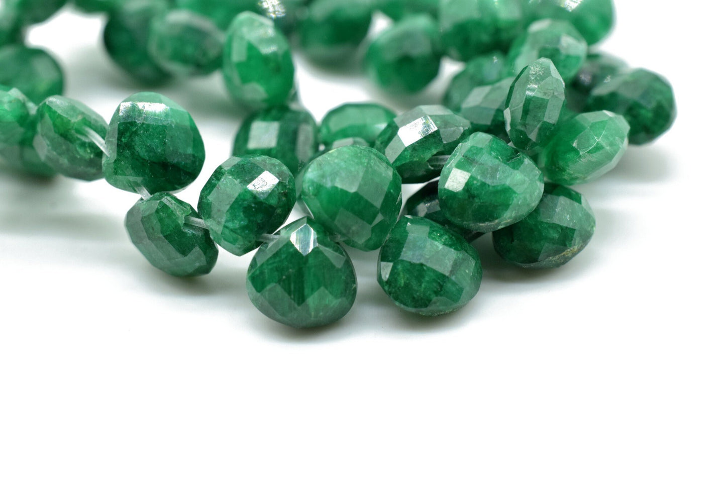 Emerald Heart shape 6mm Briolettes,Jewelry making supplies,craft supplies,Natural Emerald Faceted Heart Shape beads Briolettes,Emerald jewel