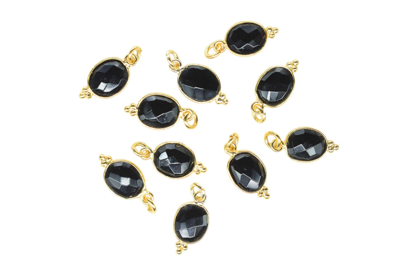Black Onyx 8x10mm oval Shape Pendant Jewelry/Black Onyx Gold Plated Single Bail Connector jewelry/Black Onyx Gemstone Teardrop Charms,Gift