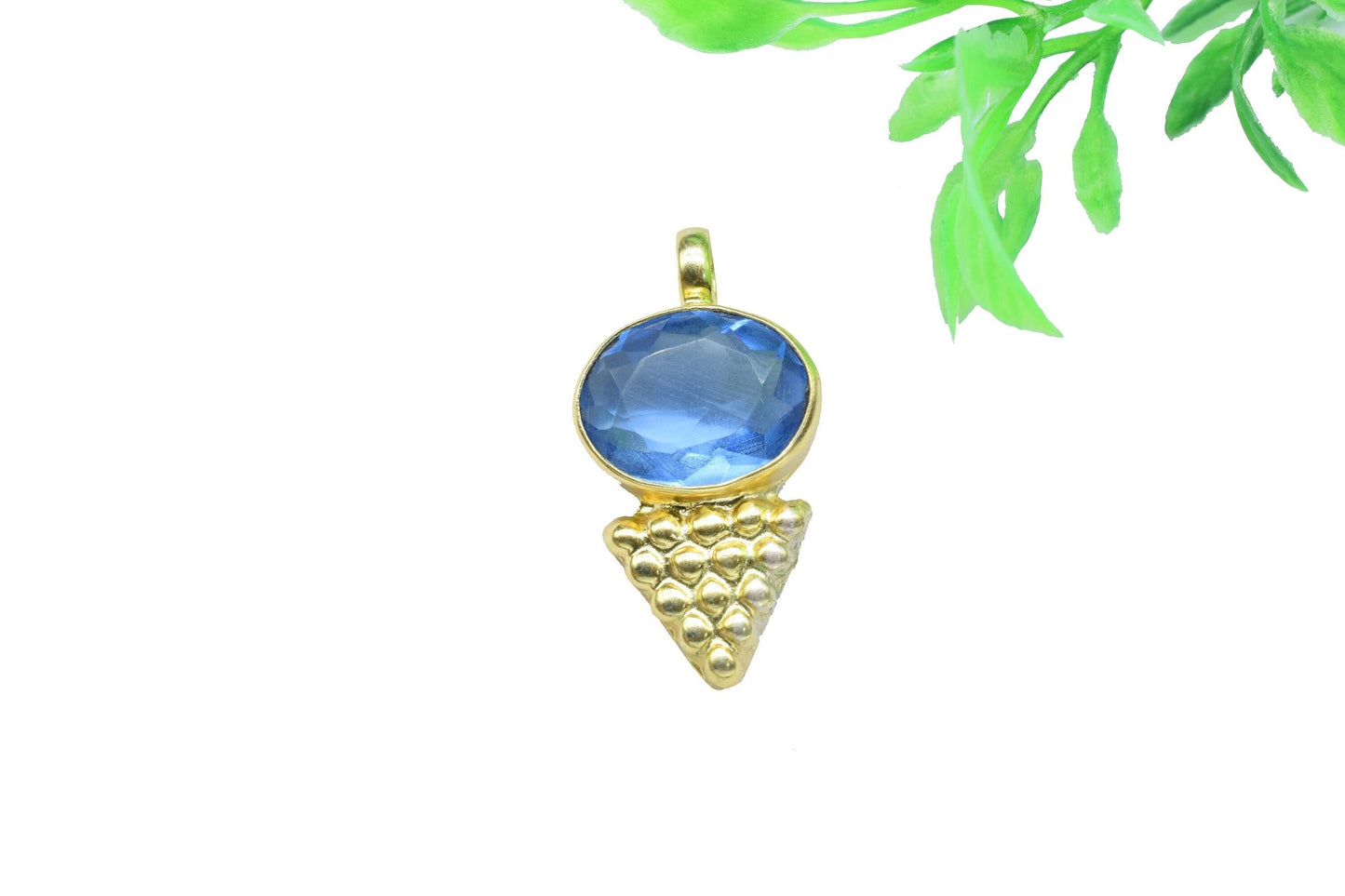 Tanzanite Quartz Pendant Charm,Brass Pendant,Vermeil Pendant Jewelry,Blue Gemstone Handmade Pendant,Statement Pendant,Loop Pendant,Gift