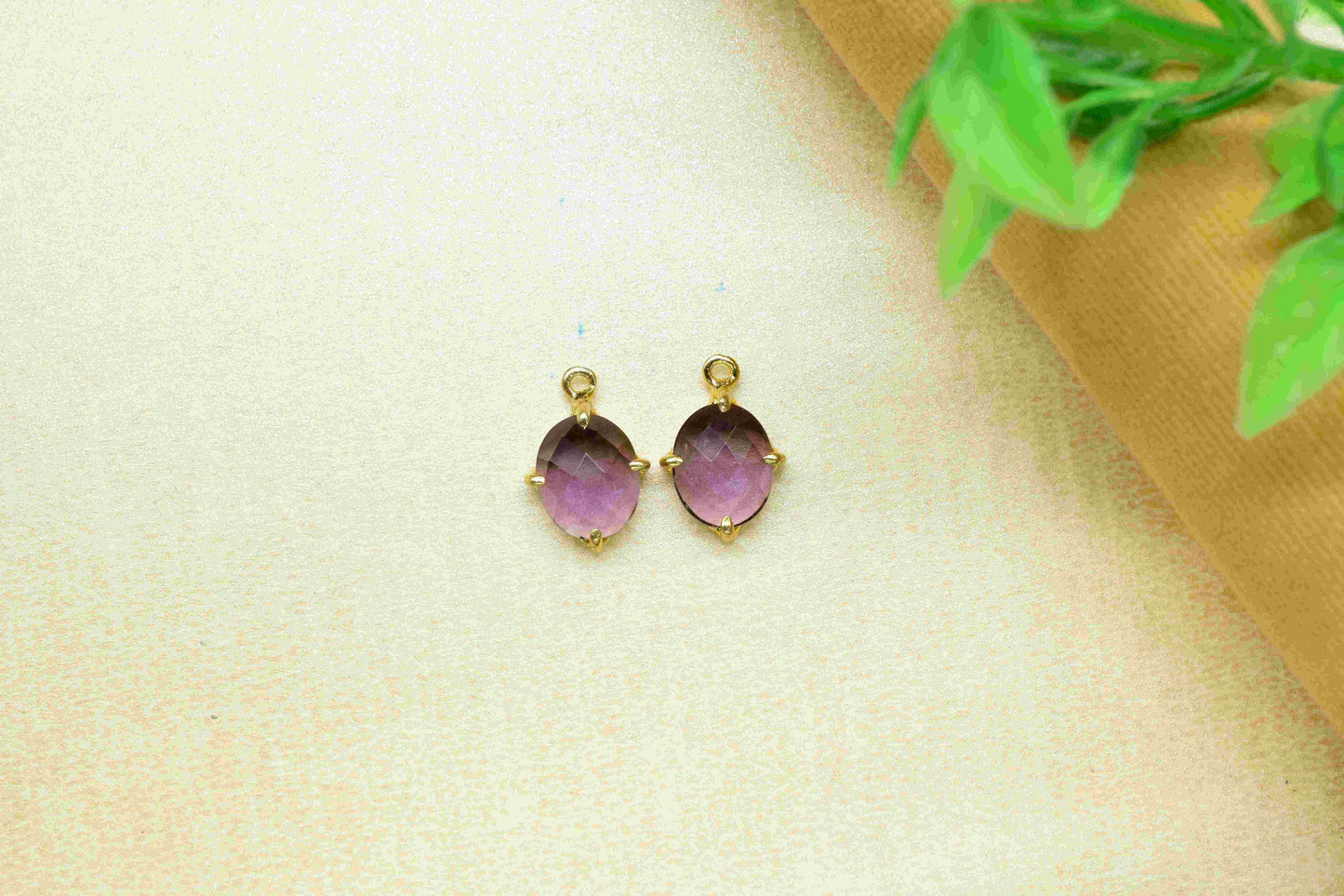 Amethyst Prong 8x10mm Oval Shape Pendant,Amethyst Handmade Gemstone Gold Plating Bezels,Amethyst Beads Single bail Connector Jewelry,Gift