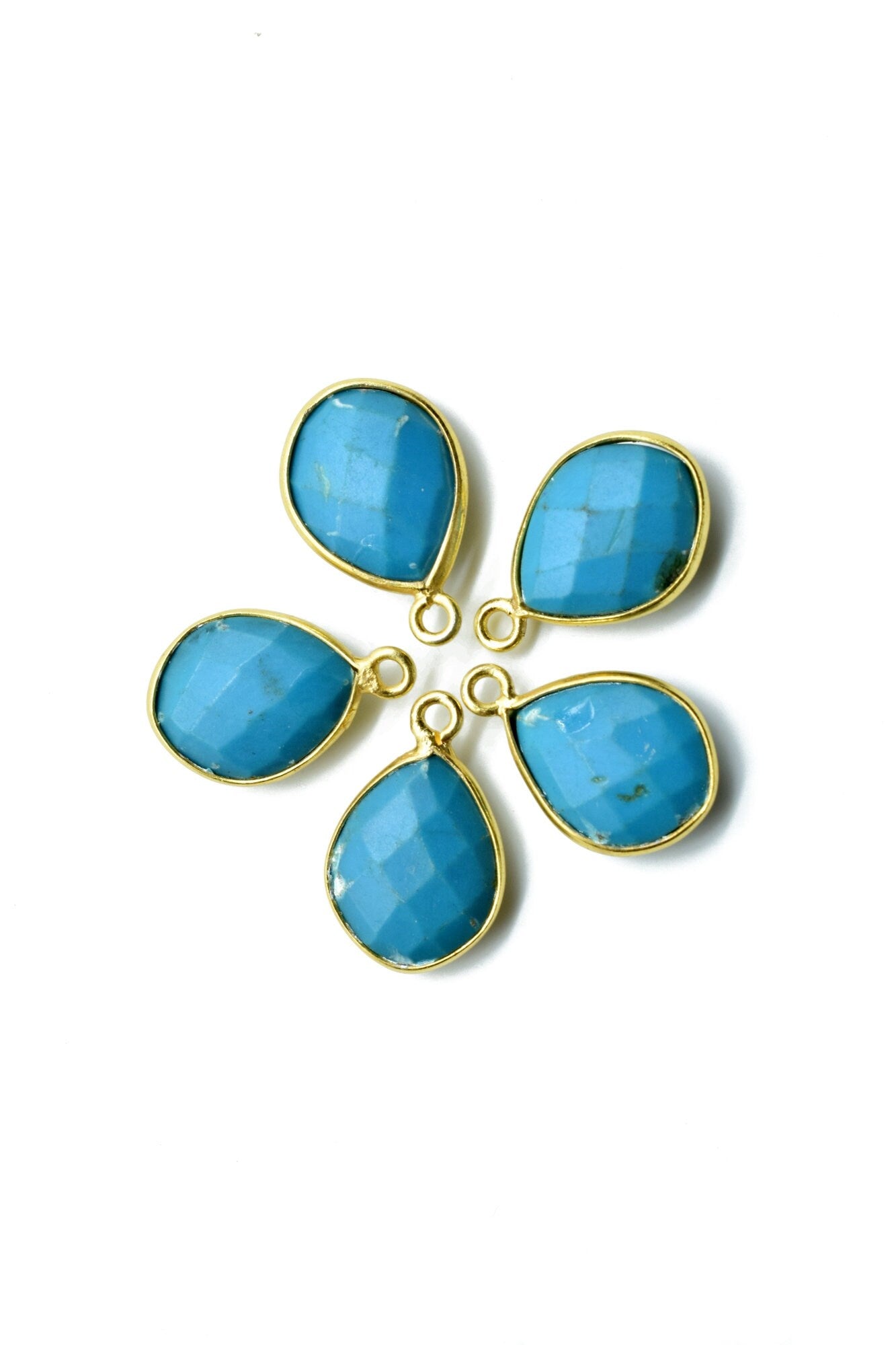 Turquoise 10x13mm Eye shape Single bail Connector,Turquoise Single Bail Bezel Link,Jewelry making supplies,Turquoise Single Loop  Pendant