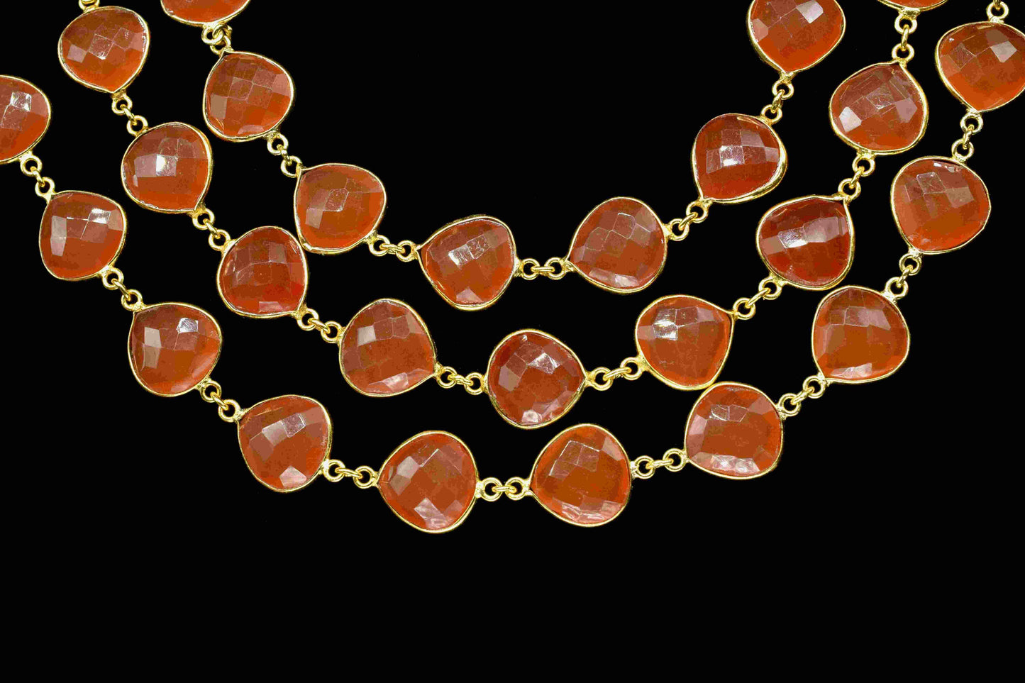 Natural Carnelian Bezel Chain, Carnelian 12mm Heart Shape Connector Chain, Carnelian Bezels Chain, Carnelian Connectors Link Chain, Jewelry