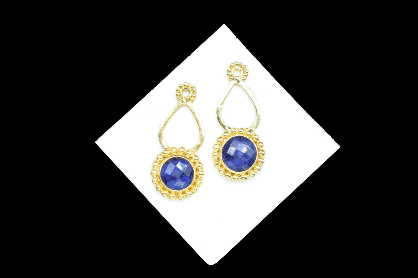 Blue Sapphire Designer Pendant/Jewelry making Stone/Sapphire Pendant Charm/Handmade Jewelry Component/Round Shape Stone/Connector/Gift