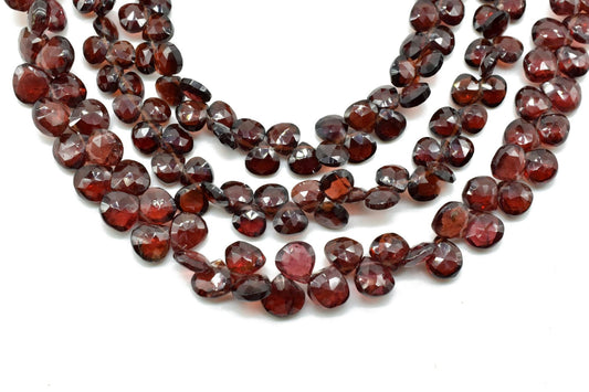 Mozambique Garnet 6mm heart shape faceted Briolette,Garnet beads,Garnet jewelry making beads,Garnet briolettes strand,Garnet 8 inch strand,