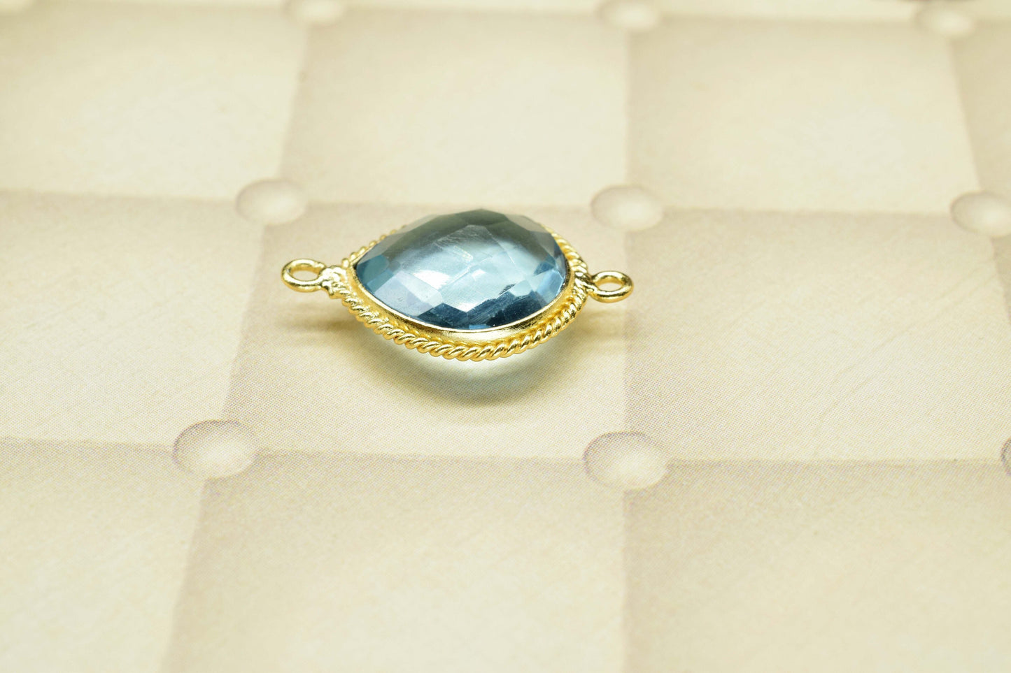 Sky Topaz Gemstone 14mm Heart Shape Pendant,Sky Topaz Gold Plating Pendant,Topaz Gemstone Faceted Light Bezels Jewelry,Sky Topaz charms,Gift
