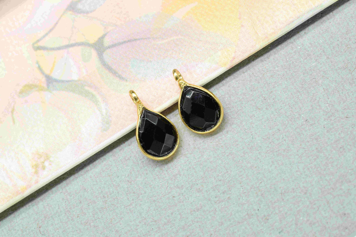 Black Onyx Earring Connector, 6x8mm Onyx Component Supply, Studs Connector, Earring supplies, Black Onyx Studs, Black Onyx Jewelry Making