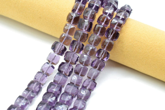 Natural Amethyst Faceted Square Cube Dice Beads,7mm Faceted Cube Beads,Purple Gemstones Cubes,Cube square nugget,jewelry making beads,3d box
