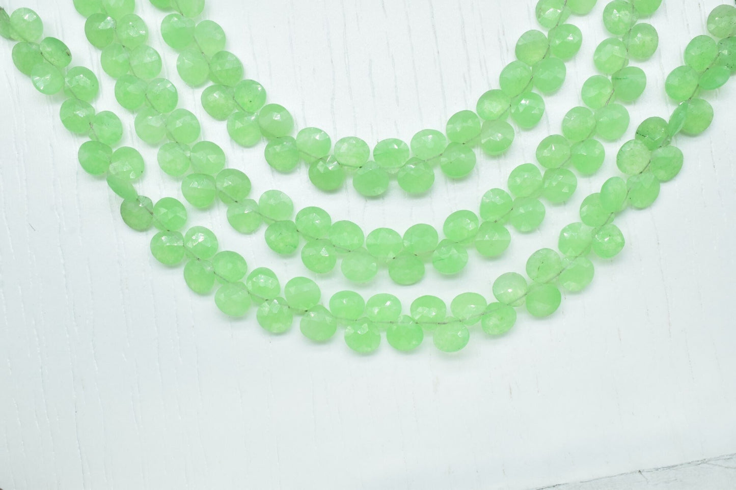 Prehnite Faceted  7mmHeart Shape Briolettes,Green Gemstone Heart Beads,Prehnite 8 inch strand,Jewelry Making Supplies,Prehnite Heart jewelry