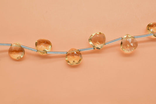 Citrine Faceted 8mm Heart Shape Briolette,Semi-Precious Gemstones briolettes,Gemstone Heart Shape Briolettes,Jewelry Making Supplies,craft
