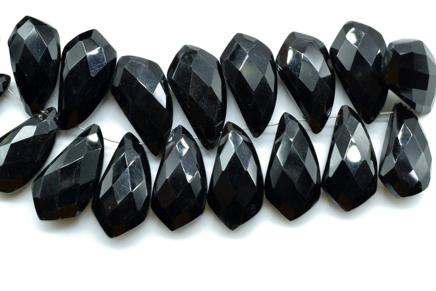 Black Onyx 10x20mm Horn shape faceted beads,Black Onyx Fancy Shape Briolettes,Gemstone Beads,Black Onyx Faceted beads,Shark Tooth shape bead