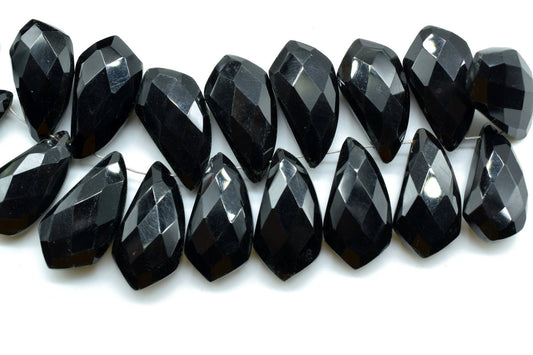Black Onyx 10x20mm Horn shape faceted beads,Black Onyx Fancy Shape Briolettes,Gemstone Beads,Black Onyx Faceted beads,Shark Tooth shape bead