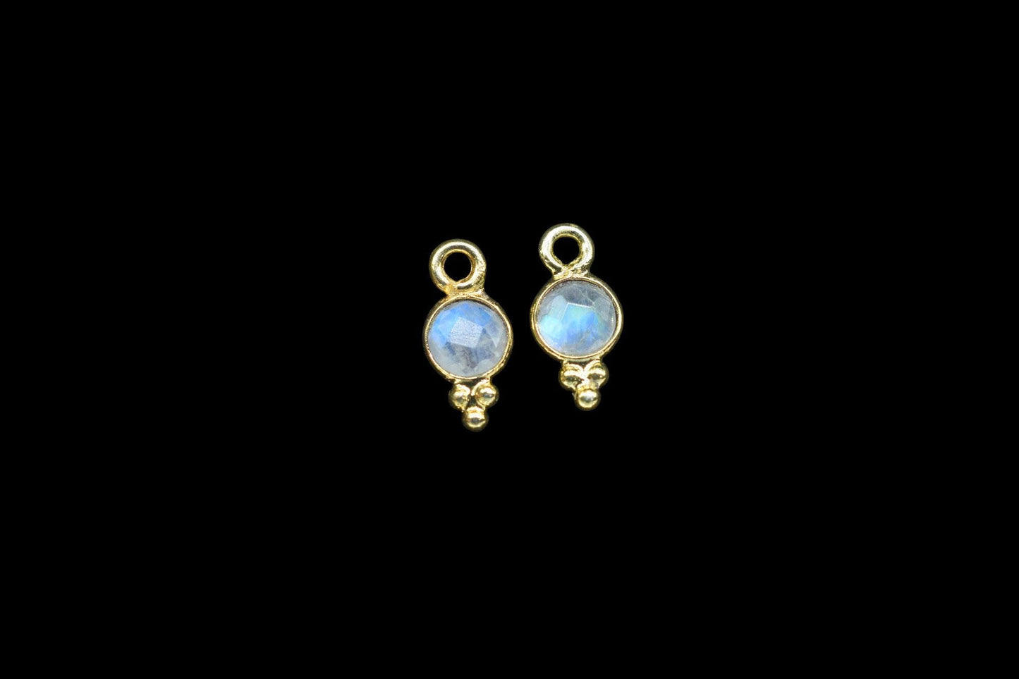 Moonstone Charms Connector/Handmade Jewelry/Gold Plated Connector/Tiny Pendant/Moonstone Pendant/Round Shape Connector/Gemstone Charms
