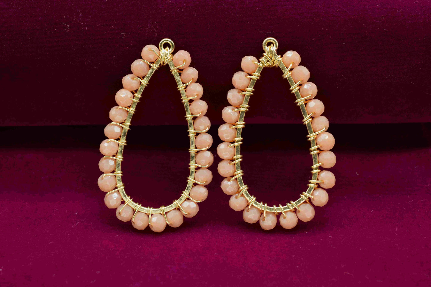 Peach Moonstone Gemstone Earrings Components,-Handmade Earrings,Dangle Earring Components -Findings Earring Components- Connector Jewelry,