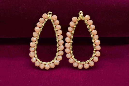 Peach Moonstone Gemstone Earrings Components,-Handmade Earrings,Dangle Earring Components -Findings Earring Components- Connector Jewelry,