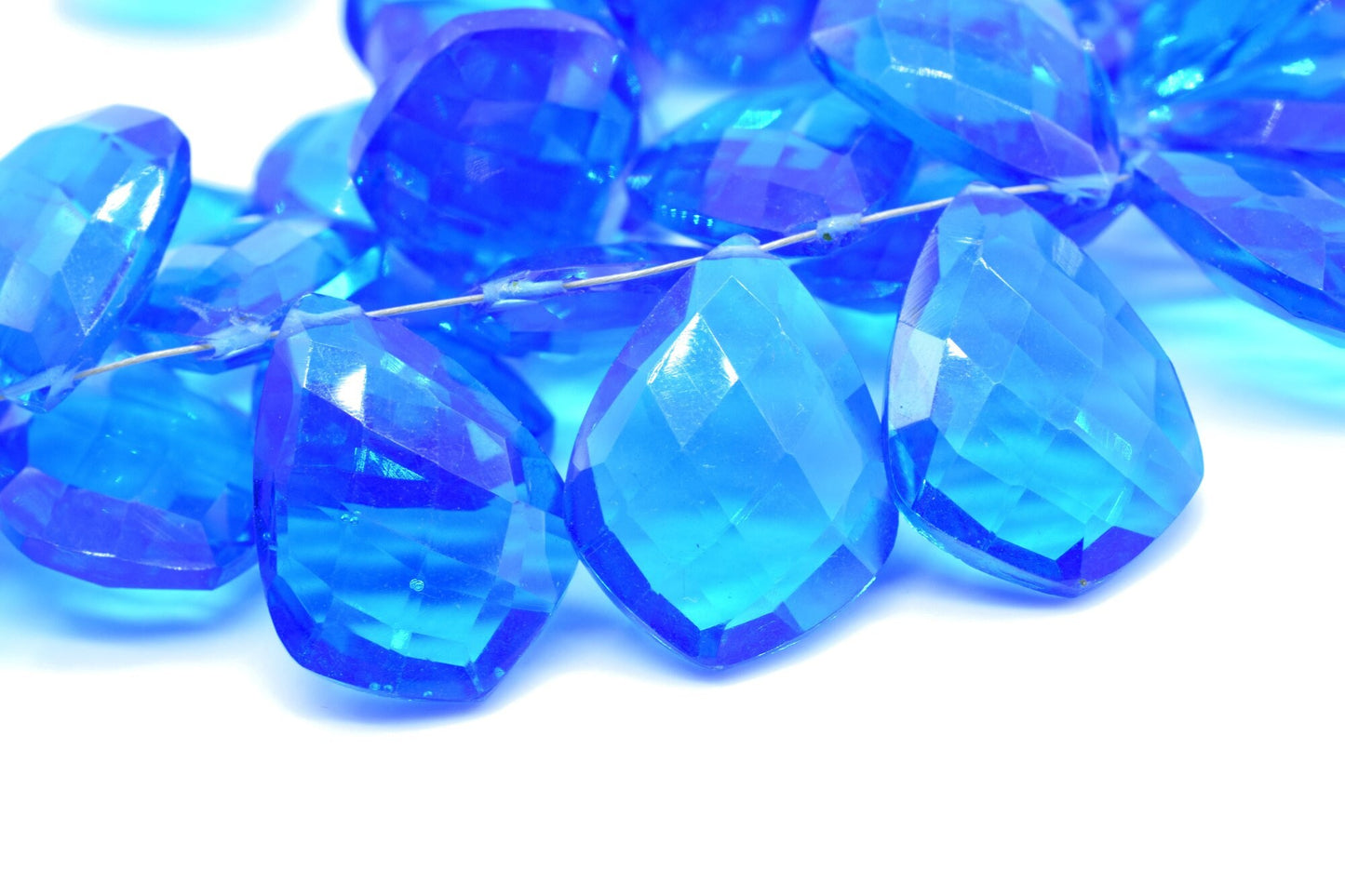 London Blue topaz Pear 10x20mm Briolettes,Blue topaz briolettes,,Blue topaz Faceted Pear Shape Briolette,Blue topaz Briolette 9 Pc pack,