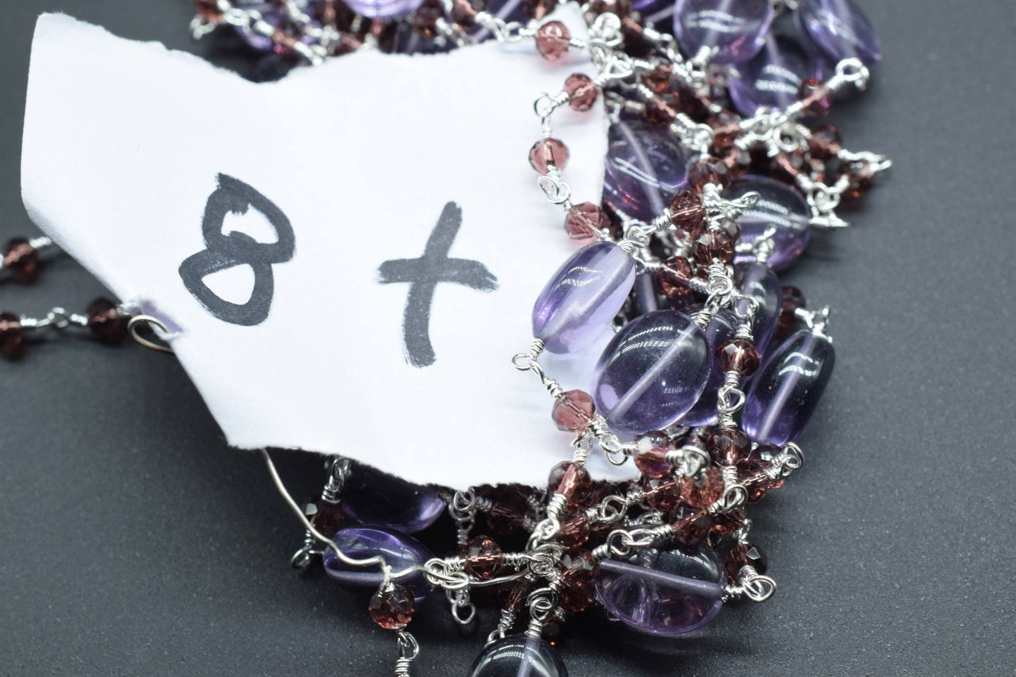 Amethyst Gold Plated wire Wrapped Rosary Chain,Smooth Natural Amethyst Oval Nugget Shaped Beads,Garnet beaded chain,Amethyst  Rosary Chain