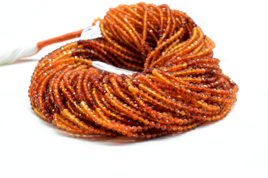 Carnelian Faceted Beads,3mm Rondelle,Carnelian Shaded Beads,Micro faceted beads,Gemstone Beads Strand,Carnelian Beads Strand Jewelry Gift