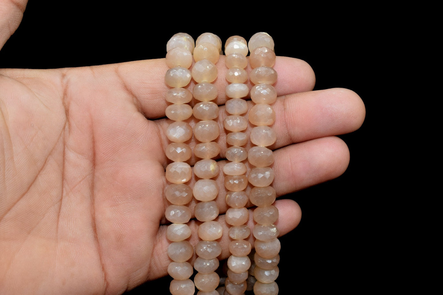 Natural Sunshine Moonstone Faceted Rondelle Beads,Sunshine Moonstone Faceted Beads Size 7.5mm To 8mm,Wholesale Moonstone Loose Beads On Sale