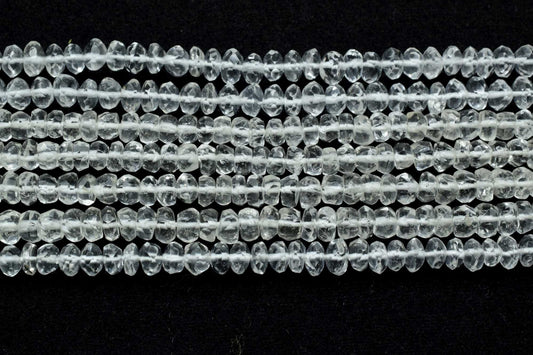 Crystal faceted rondelle shape handcut Beads,Grade AAA Genuine Natural Gemstone Faceted Loose Beads,Genuine Natural Crystal beads string