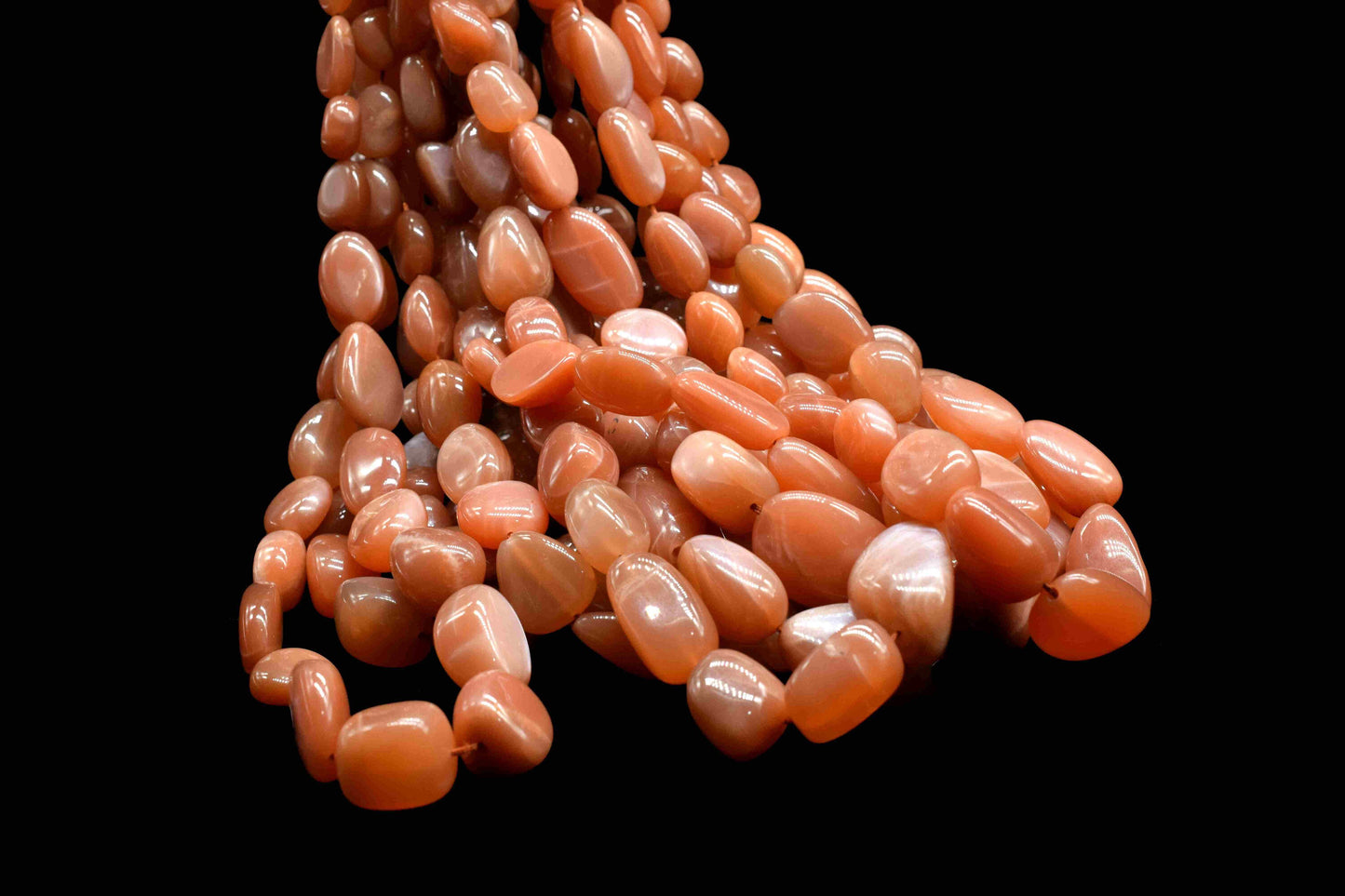 peach moonstone smooth nuggets,Oval Shape Gemstone Tumble Beads,nugget Strand,moonstone Beads Jewelry,handmade Necklace,Smooth Briolettes