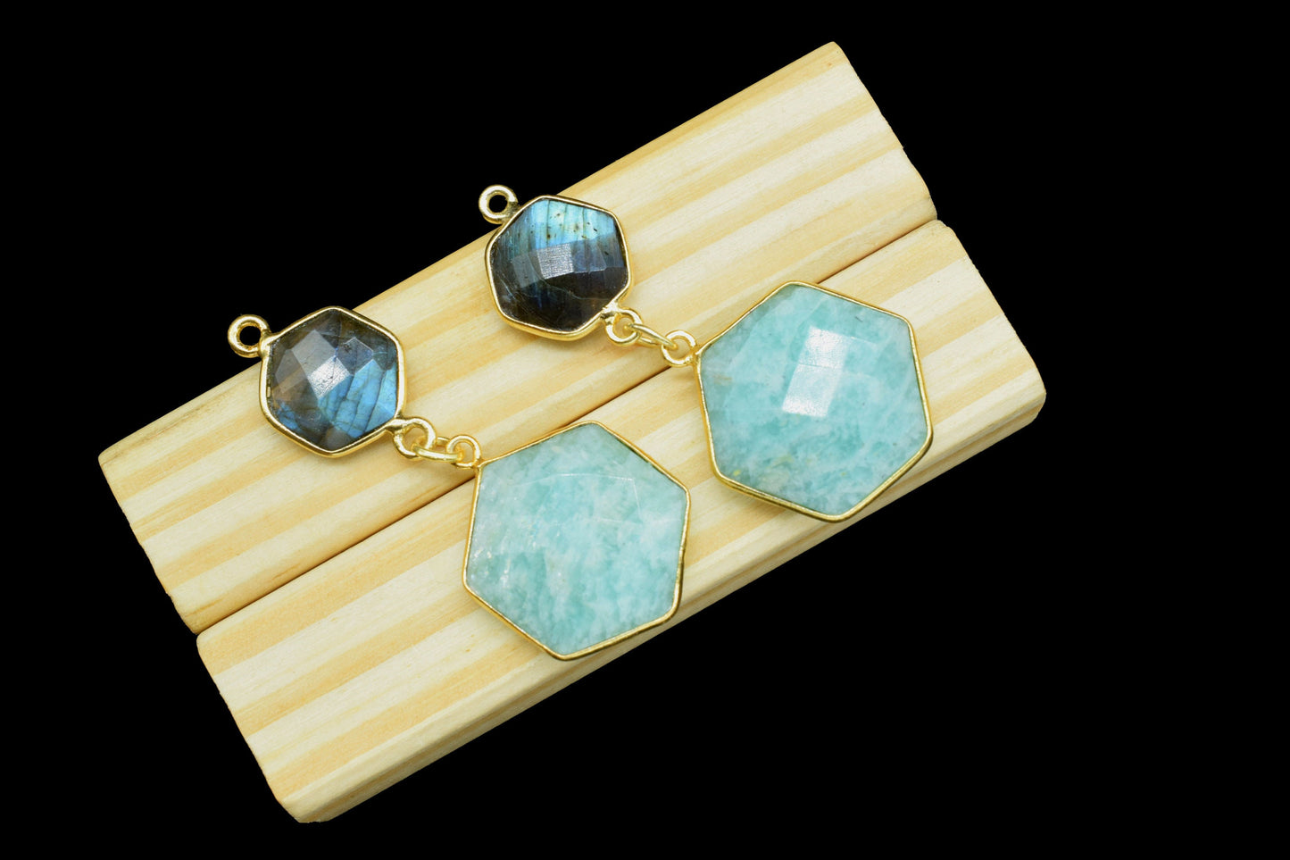 Amazonite Dangle Component pendant,Multi Stone Dangle Earring,Handmade Necklace Connector,Labradorite Connector Charm,Gemstone Bezel pendant