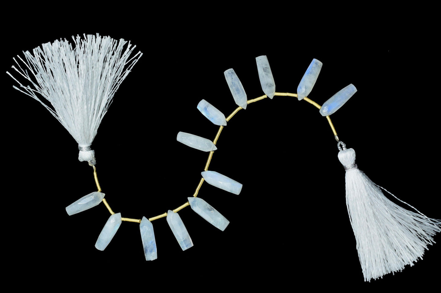 Rainbow Moonstone Spike Pointed Briolettes,Gemstone Side Drilled,Rainbow Beads Jewelry,Pencil Shape Faceted Beads,Handmade Briolette,Gift