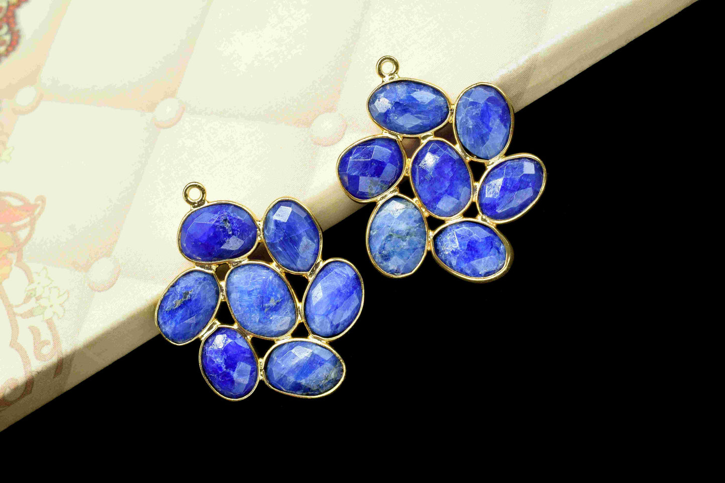 Natural Blue Sapphire Pendant,Blue Sapphire Component,Blue Gemstone Earrings,Blue Sapphire Jewelry,Handmade Jewelry,Wedding Gift,Mom's Gift