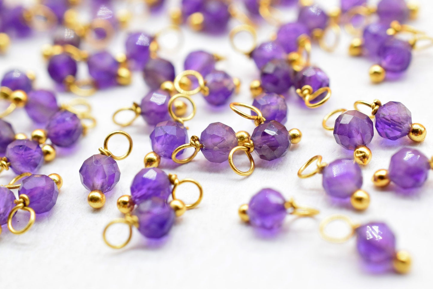 Amethyst Faceted Wire Wrapped Beads,Single wire wrapped Beads,Earring Charm,Necklace Charm,Gemstone dangle Beads,Amethyst Beads,Earring Bead