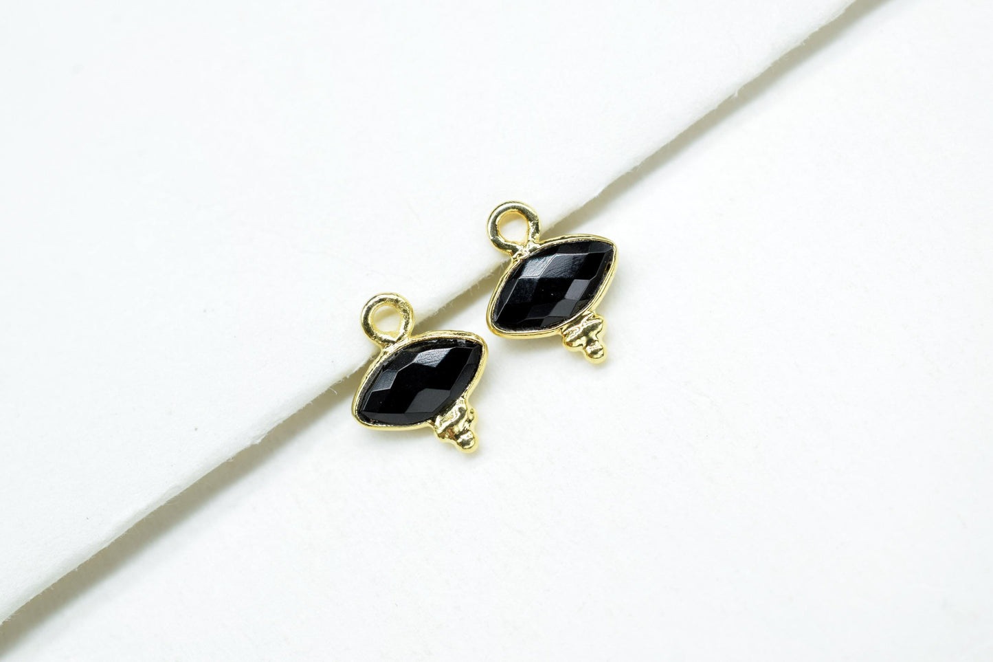 Gemstone Black Onyx Charms Pendant/Marquise Shape Pendant/Handmade Pendant/Tiny Pendant/Necklace Connector jewelry/B'day Gift
