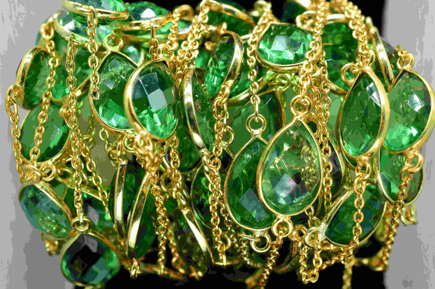 Emerald Quartz Bezel Chain, Emerald 9x13mm Bezel Chain, Gemstone Connector, Connector Jewelry Making Chain, Handmade Emerald Quartz Jewelry