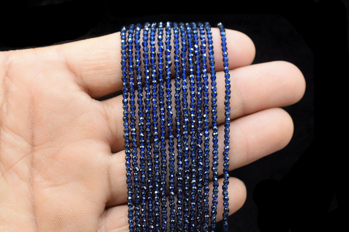 Blue Sapphire Facedted Beads/Beads Strand/Jewerly Making Beads/2mm Blue Sapphire Beads/Loose Gemstone Beads/Rondelle Beads/Gift