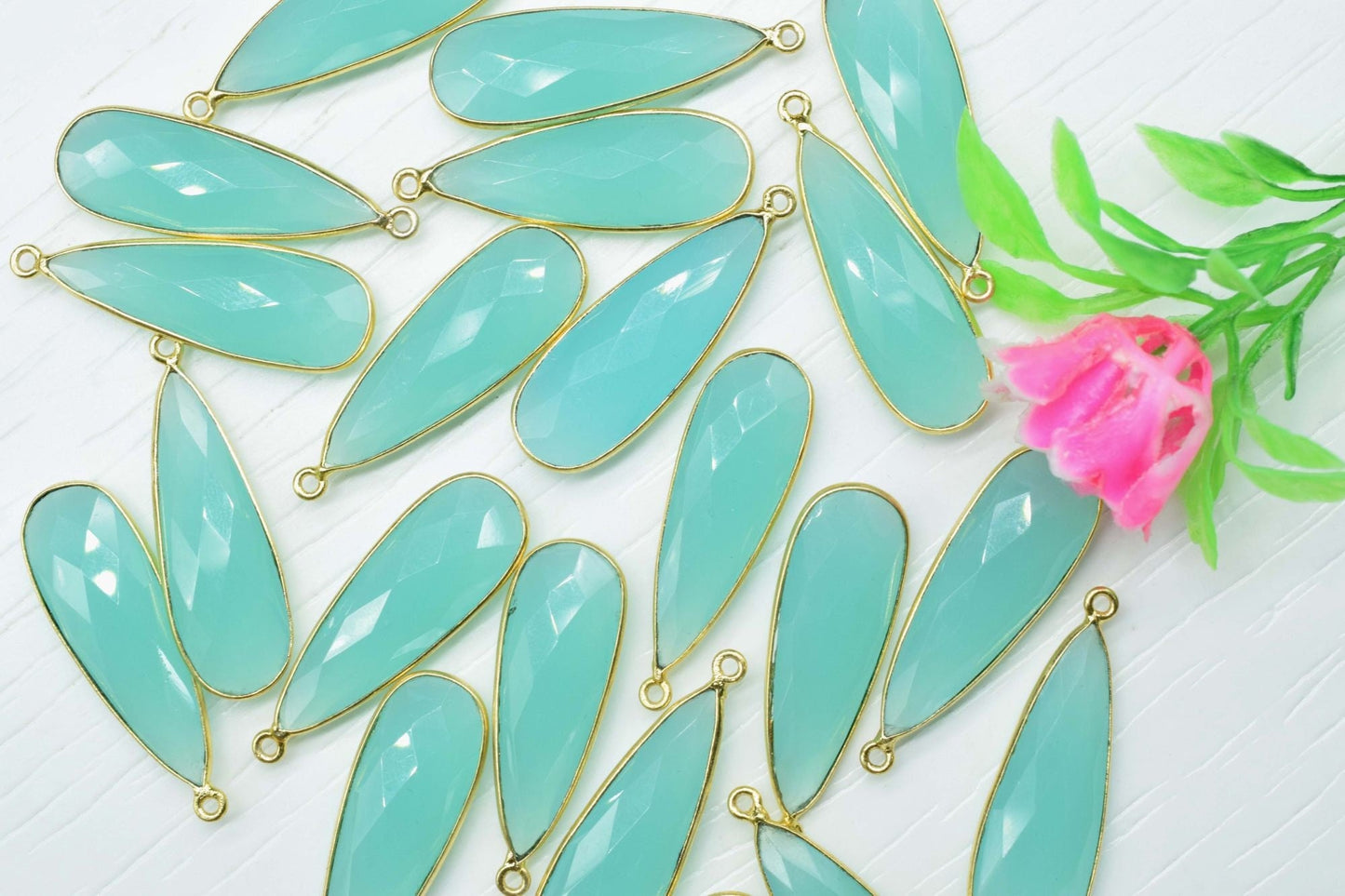 Aqua Chalcedony Teardrop Charm 10x30mm,Single Bail Connector,Teardrop Shape Pendant,Aqua Chalcedony Bezels And Connectors, jewelry supplies