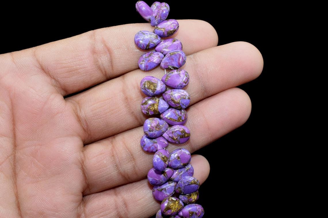 Purple Copper Turquoise 7x10mm Beads,Turquoise Smooth Pear Shape Bead,Smooth Pear Beads,Turquoise beads,Purple Turquoise beads,teardrop bead