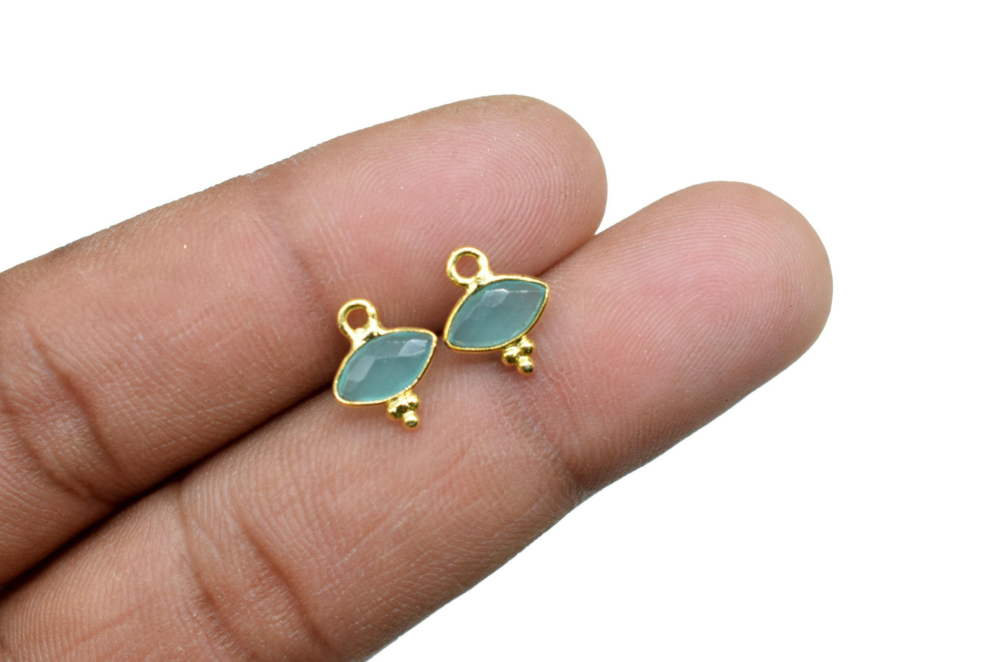Aqua Chalcedony Charms Pendant/Marquise Shape Pendant/Handmade Pendant/Tiny Pendant/Necklace Connector jewelry/Women Jewelry/Gift
