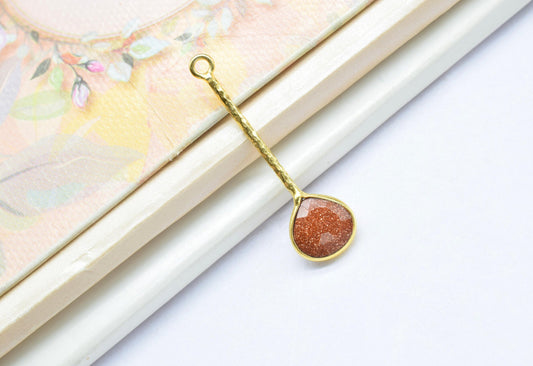 Sunstone Pendant/Gemstone Component/Faceted Sunstone Earring /Single Bail Charm/Necklace Pendant/Heart Shape Charm/Wholesale Supply/DIY