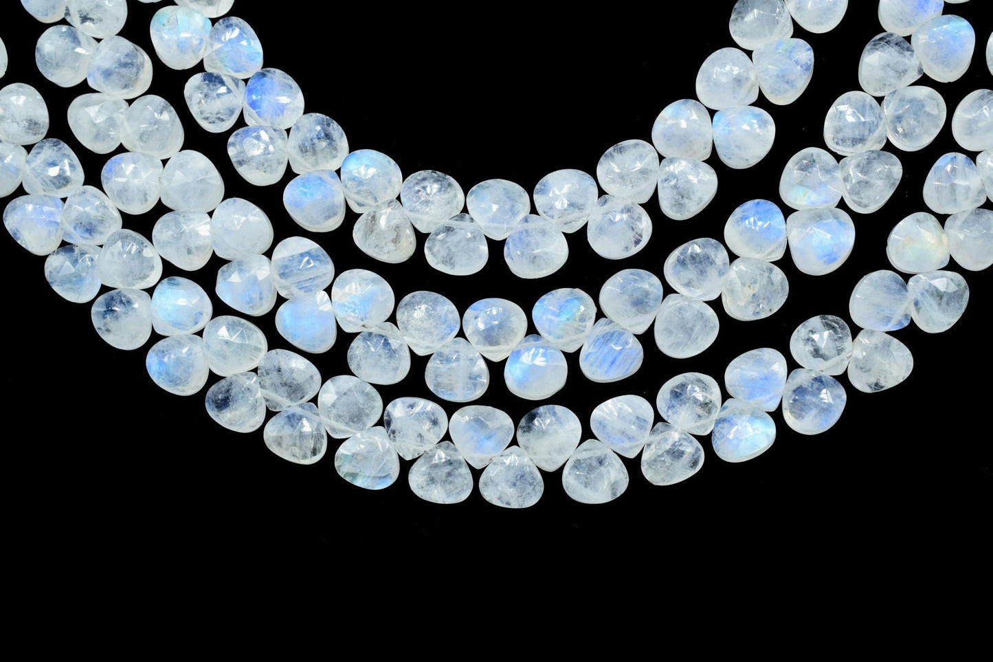 Moonstone 6mm Heart Shape Briolettes,Rainbow Moonstone Briolette,AAA Quality Briolette,7''pear shape strand,Blue flash moonstone Briolettes