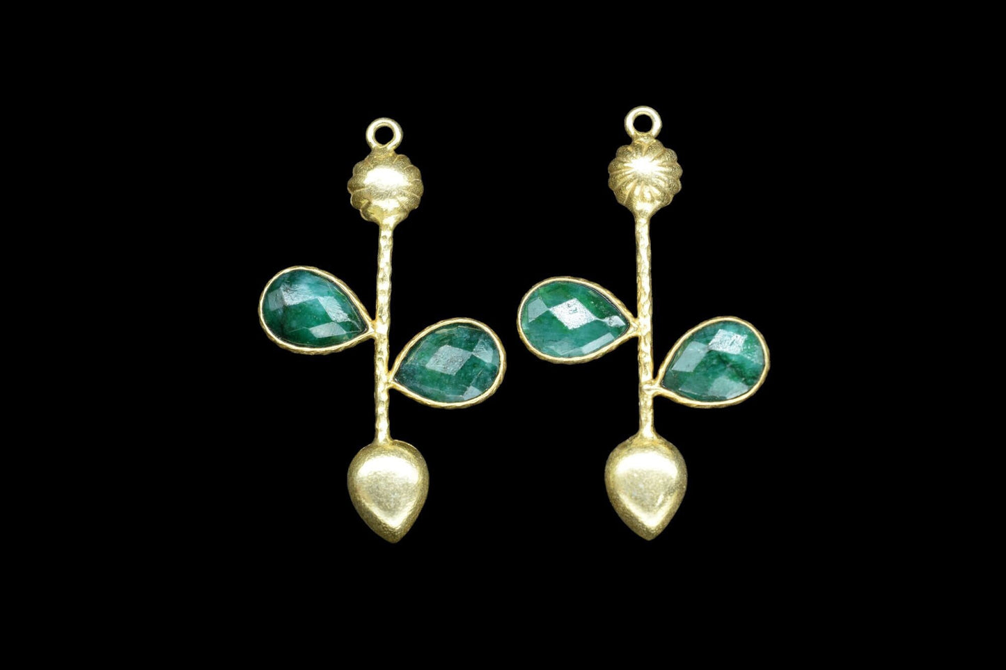 Natural Emerald Teardrop Faceted Bezel Connector,Emerald Long Earring Connector,Emerald Jewelery ,Emerald Pendant Charms,Brithstone jewelry
