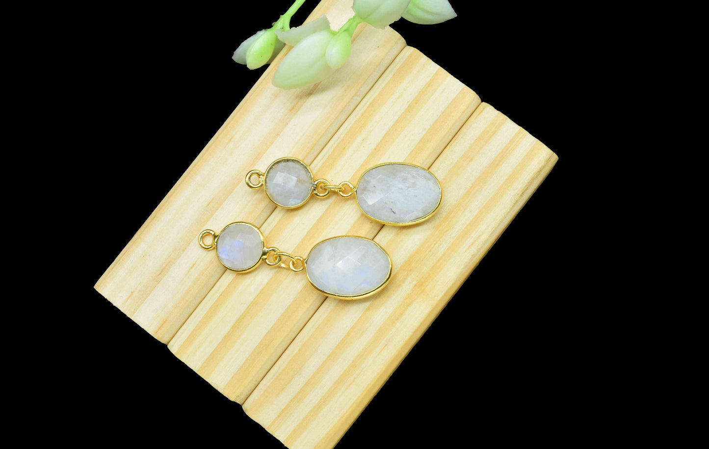 Moonstone Component pendant,Multi Gemstone Dangle Earring,Necklace Connector,Handmade jewelry,Dangle pendant Charms,Station Bezel Link,Gift