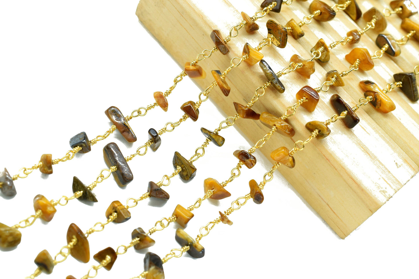Tiger Eye Chips Rosary Chain,Nugget Rosary Chain,,Finding Wire Wrap Necklace Chain,Gemstone Rosary Chain,Handmade Jewelry Carft Supplies