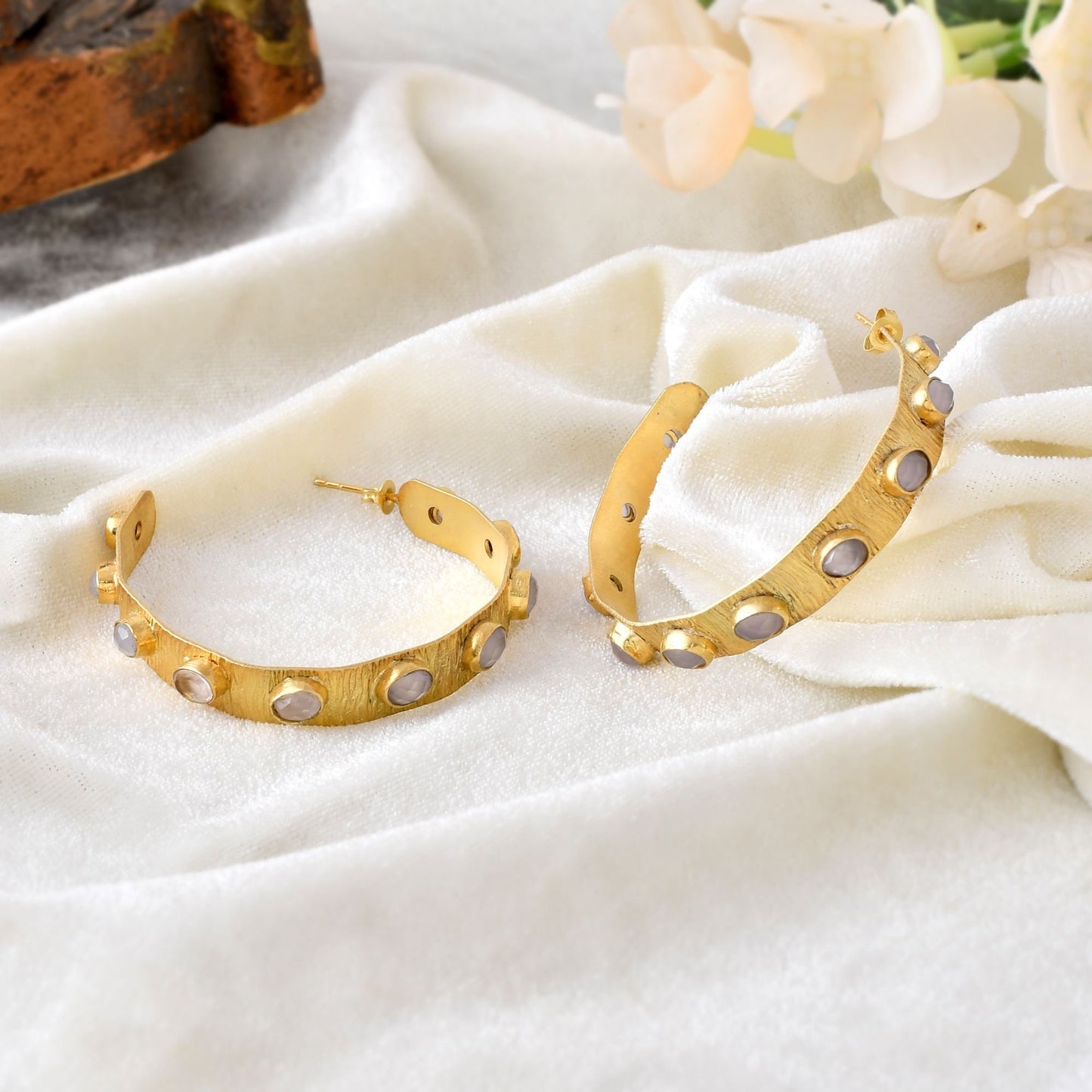 Natural Gemstone Rose Quartz Earring/Handmade Jewelry/Gold Plated Earring/Bridal Earring/Women Earring/Statement Earring/Women Earring/Gift