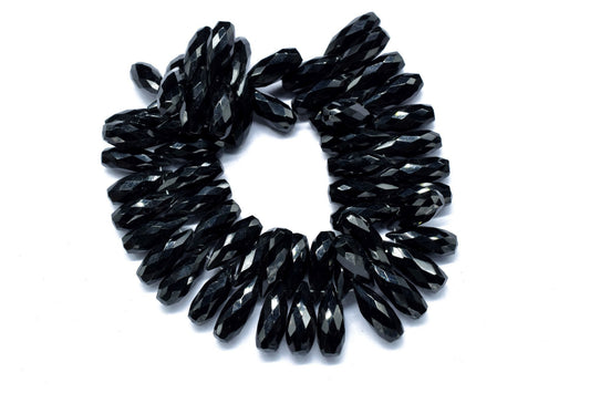 AAA Faceted Natural Black Onyx 6x16mm Teardrop Briolettes, Black Onyx Gemstone Briolettes, Onyx Faceted Teardrop Briolette, Teardrop Pendant