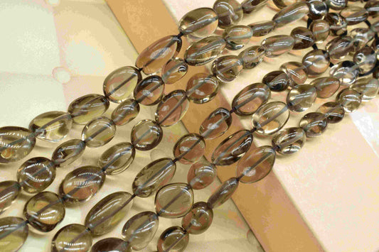 Smoky Quartz Smooth Oval Shape Briolettes,Smoky Oval Beads,Big Natural Smooth,Natural Smoky Plain Oval Beads, Smooth Beads, Plain Oval Beads