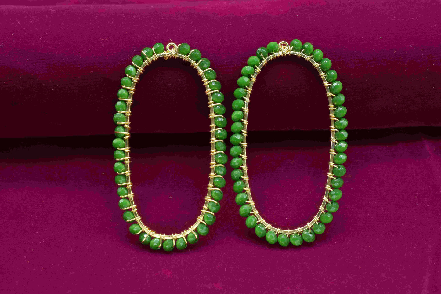 Natural Emerald beads Finding Connector,Oval Pendant Component,Handmade Connector,Finding Necklace,Beaded Finding Component,Emerald jewelry,