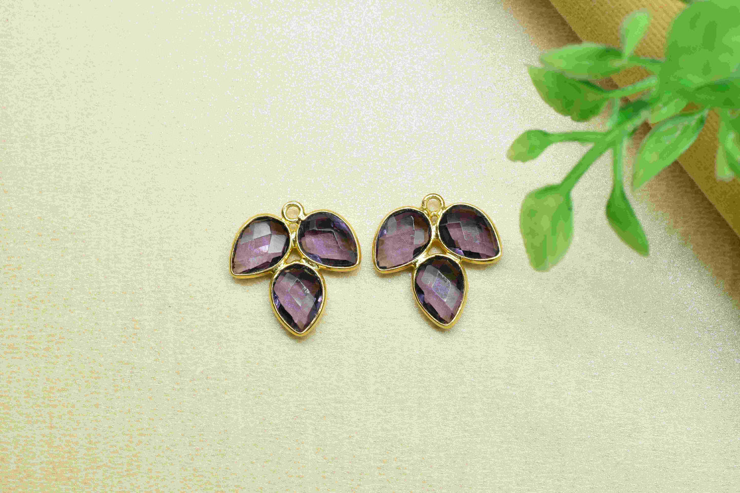 Amethyst component,Gemstone Component,Amethyst Quartz Bezel Component,Amethyst Jewelry Making Supply,Handmade Jewelry,Attached Bezel Pendant