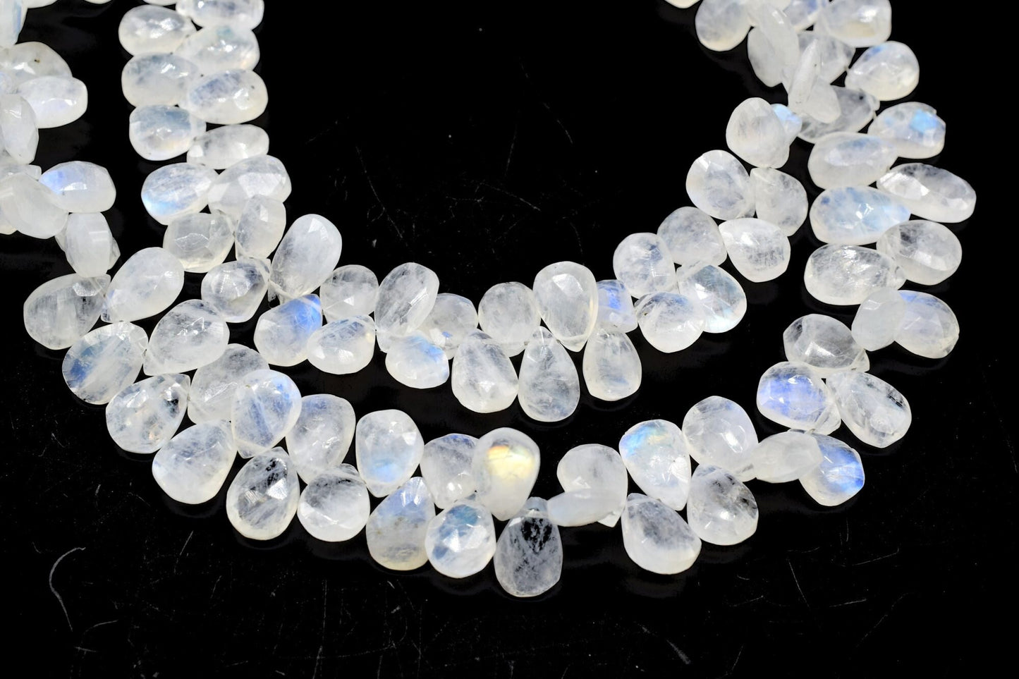 Moonstone pear Shape beads,Rainbow Moonstone Briolette,6x8mm teardrop faceted ,AAA Quality Briolette,9''pear shape strand,teardrop faceted